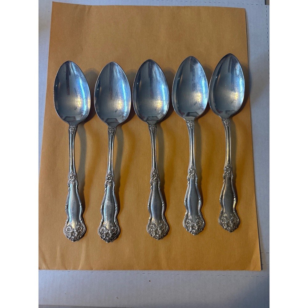 Wm Rogers & Son Tablespoon  Set of 5 Silver Silverplate April‎ Floral Pattern